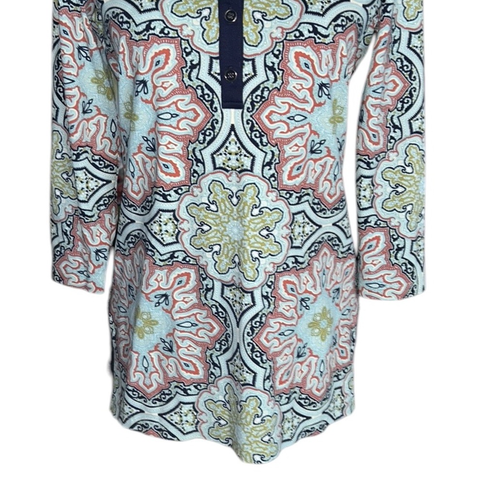 J. McLaughlin Biscayne Medallion Paisley Print Henley Tunic Top - XS - Picture 4 of 12